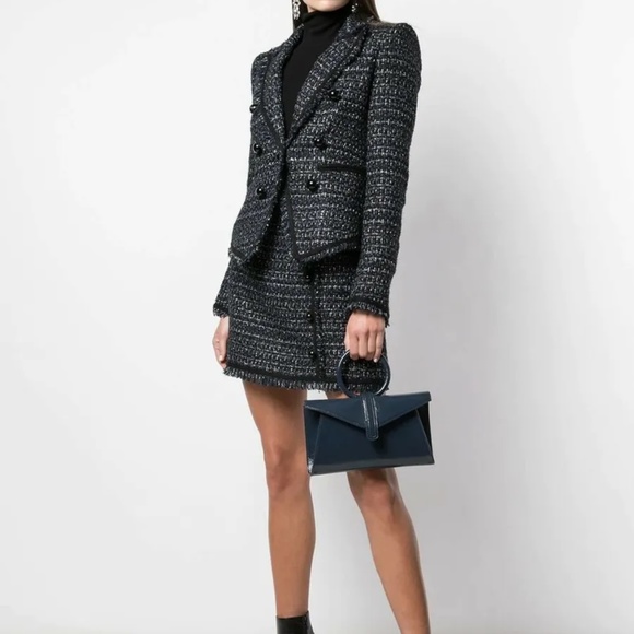 Veronica Beard Navy Cooke Dickey Metallic Lurex Tweed Jacket Blazer - Picture 6 of 11